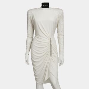 Vintage Night Moves Faux Jewel Embellished Long Sleeve Cocktail Dress Size 13/14